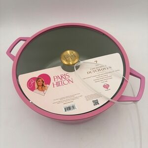 Paris Hilton 7 Quart Cast Aluminum Dutch Oven Popstar Pink Quilted Kitchen